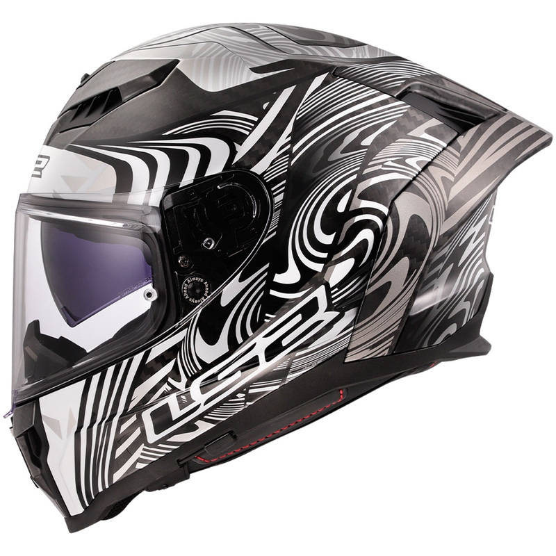 Casque intégral moto LS2 FF807 Dragon Carbon Enthum Argent brillant