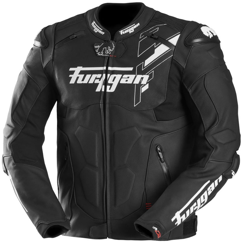 Blouson de moto en cuir Furygan Raptor Evo 3 noir et blanc