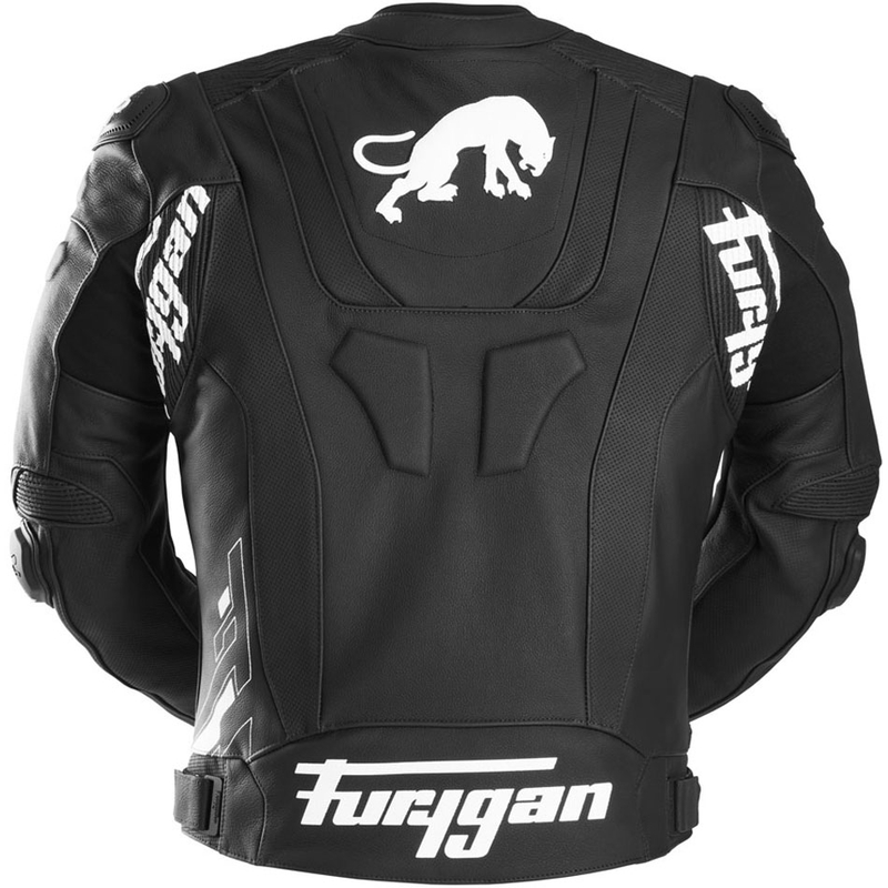 Blouson de moto en cuir Furygan Raptor Evo 3 noir et blanc