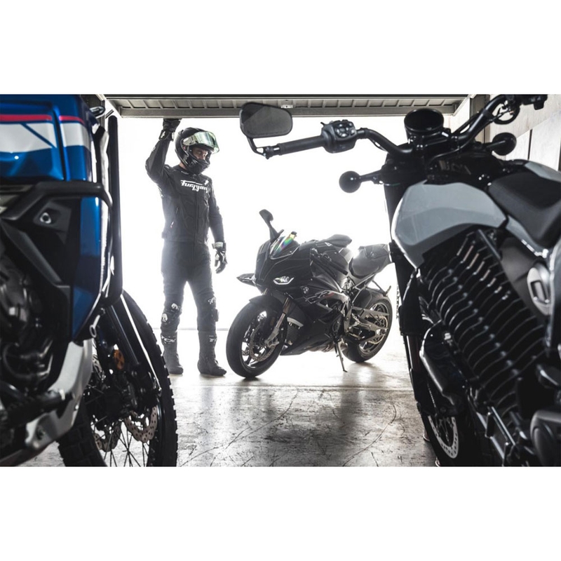 Blouson de moto en cuir Furygan Raptor Evo 3 noir et blanc
