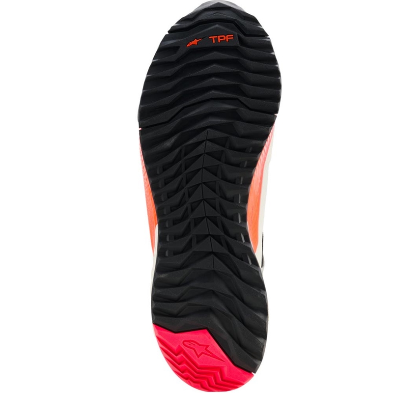 Bottes de moto Alpinestars Stella CR-X Drystar pour femmes, coloris blanc, gris clair, noir et rose fluo.