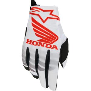 Gants de motocross Alpinestars Radar Honda, collection blanc-noir-rouge