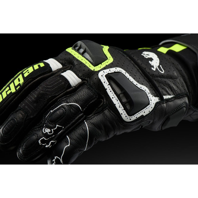 Gants de moto ventilés Furygan STYG 15 Noir-Blanc-Jaune fluo