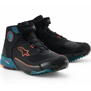 Bottes de moto Alpinestars CR-X Drystar noir-bleu-orange fluo