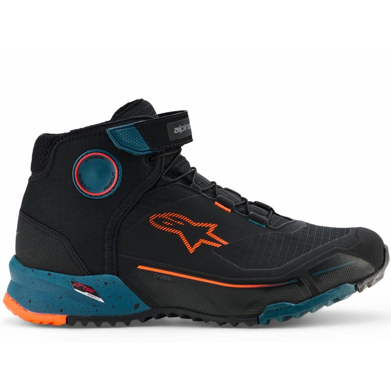 Bottes de moto Alpinestars CR-X Drystar noir-bleu-orange fluo
