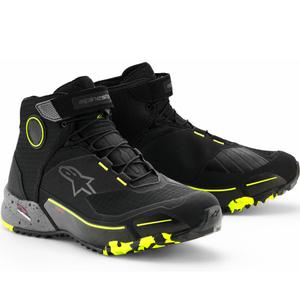 Bottes de moto Alpinestars CR-X Drystar noir-gris foncé-jaune fluo