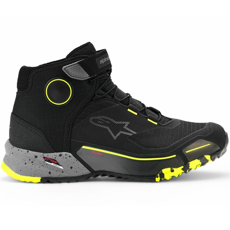 Bottes de moto Alpinestars CR-X Drystar noir-gris foncé-jaune fluo