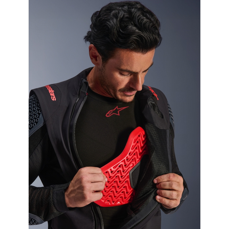 Blouson de moto Alpinestars Halo PRO Drystar XF noir-gris foncé-rouge