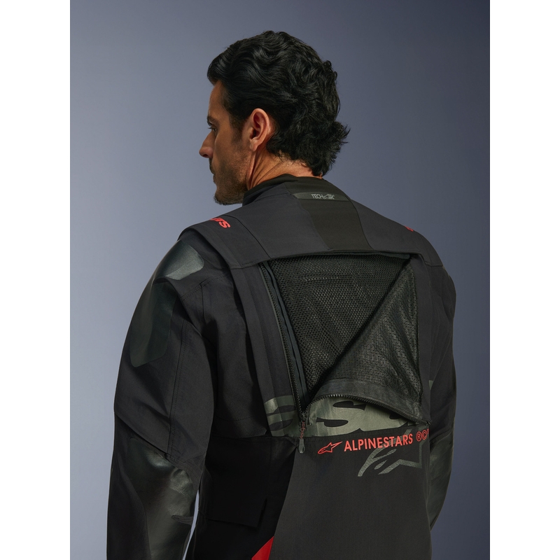 Blouson de moto Alpinestars Halo PRO Drystar XF noir-gris foncé-rouge