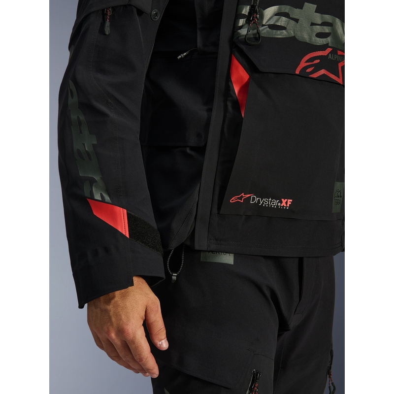 Blouson de moto Alpinestars Halo PRO Drystar XF noir-gris foncé-rouge