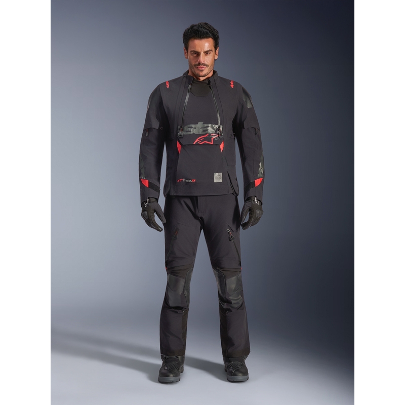 Blouson de moto Alpinestars Halo PRO Drystar XF noir-gris foncé-rouge