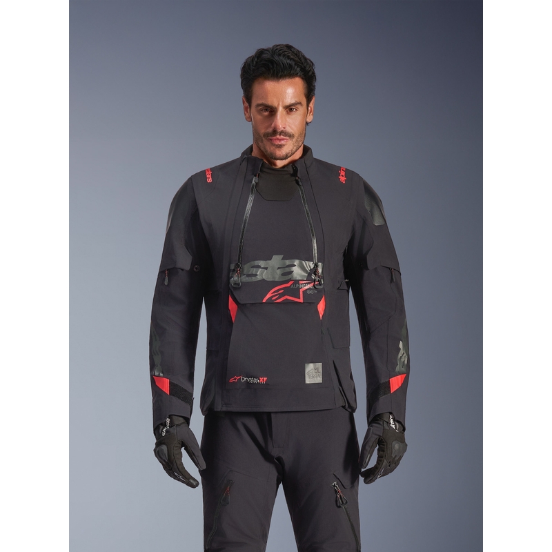Blouson de moto Alpinestars Halo PRO Drystar XF noir-gris foncé-rouge