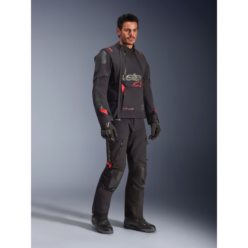 Blouson de moto Alpinestars Halo PRO Drystar XF noir-gris foncé-rouge
