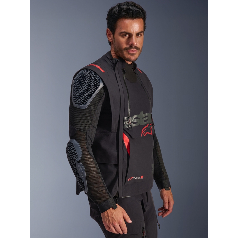 Blouson de moto Alpinestars Halo PRO Drystar XF noir-gris foncé-rouge