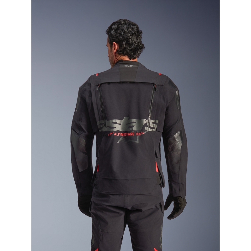 Blouson de moto Alpinestars Halo PRO Drystar XF noir-gris foncé-rouge