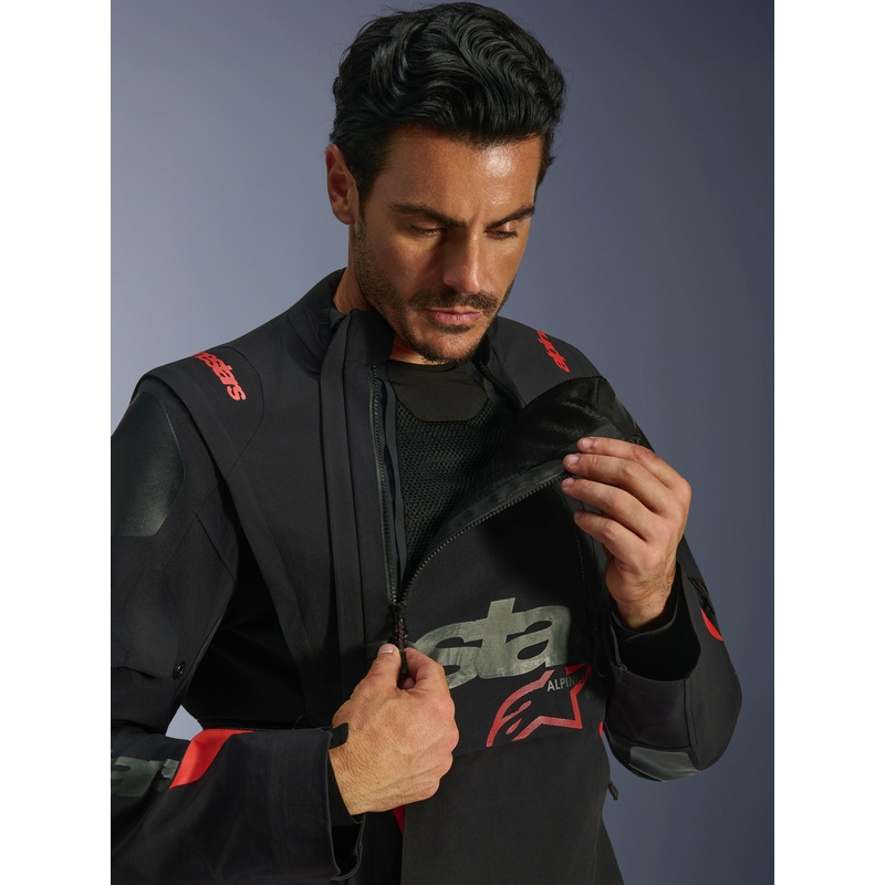 Blouson de moto Alpinestars Halo PRO Drystar XF noir-gris foncé-rouge