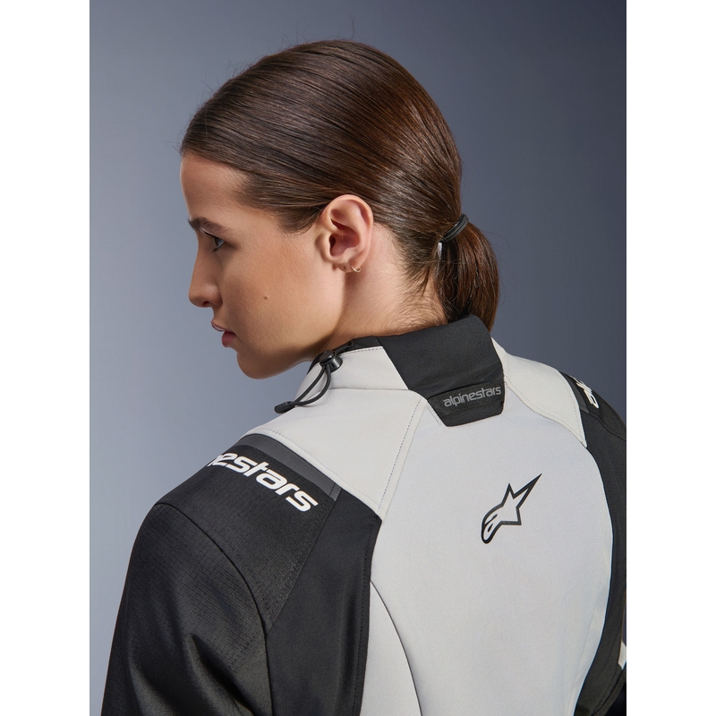 Veste de moto Alpinestars Stella Andes V4 Drystar pour femme, gris foncé-gris clair-noir-jaune fluo