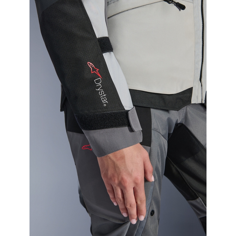 Veste de moto Alpinestars Stella Andes V4 Drystar pour femme, gris foncé-gris clair-noir-jaune fluo