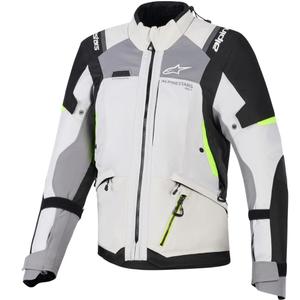 Veste de moto Alpinestars Stella Andes V4 Drystar pour femme, gris foncé-gris clair-noir-jaune fluo