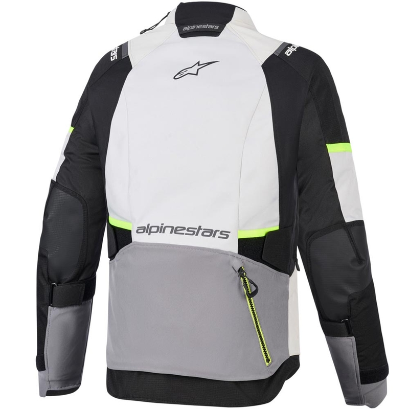 Veste de moto Alpinestars Stella Andes V4 Drystar pour femme, gris foncé-gris clair-noir-jaune fluo
