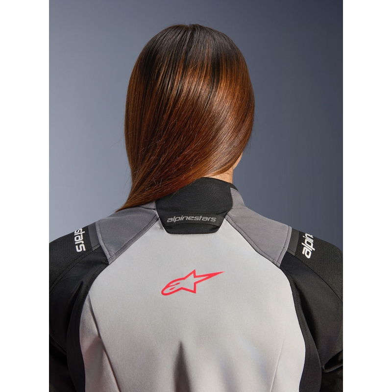 Veste de moto Alpinestars Stella Andes V4 Drystar pour femme, gris foncé-gris clair-noir-rouge