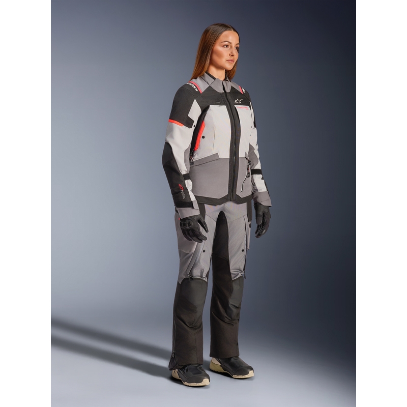 Veste de moto Alpinestars Stella Andes V4 Drystar pour femme, gris foncé-gris clair-noir-rouge