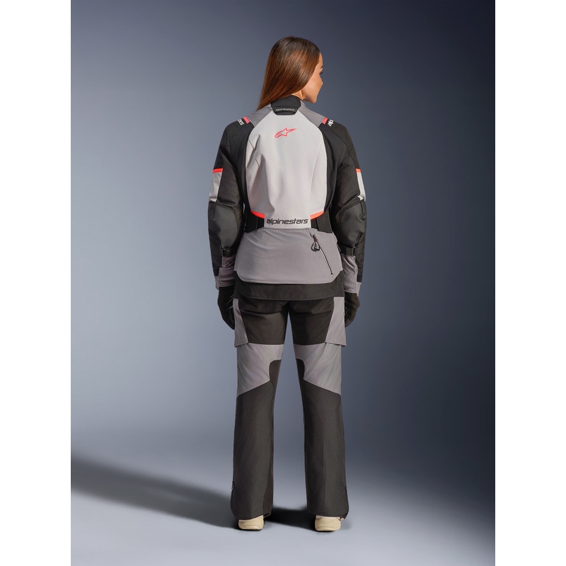Veste de moto Alpinestars Stella Andes V4 Drystar pour femme, gris foncé-gris clair-noir-rouge