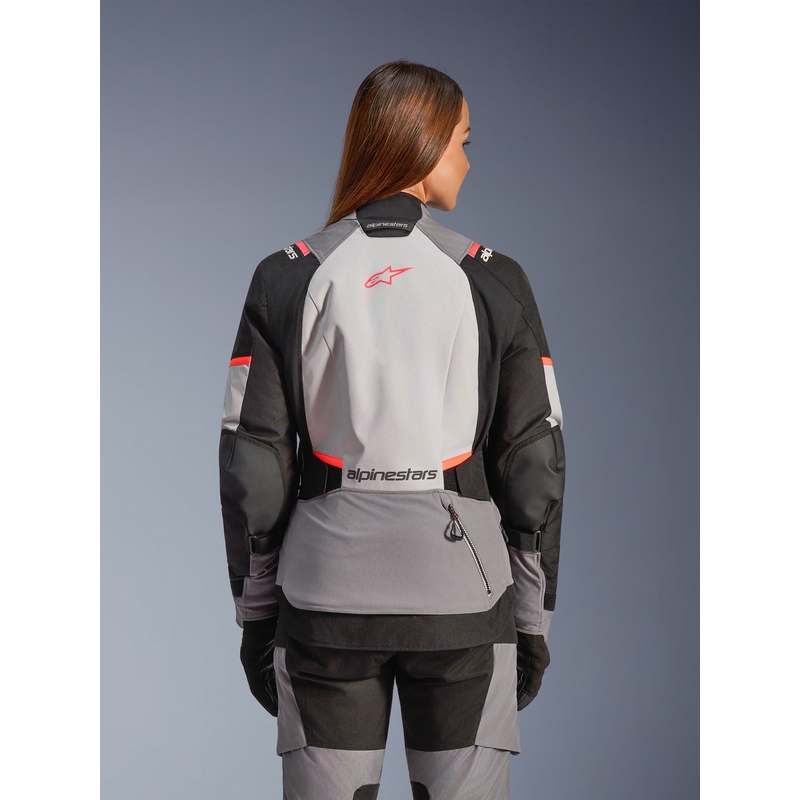 Veste de moto Alpinestars Stella Andes V4 Drystar pour femme, gris foncé-gris clair-noir-rouge