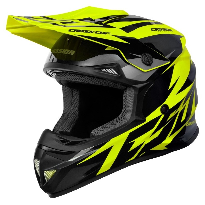 Casque de motocross Cassida Cross Cup Two noir-gris-jaune fluo
