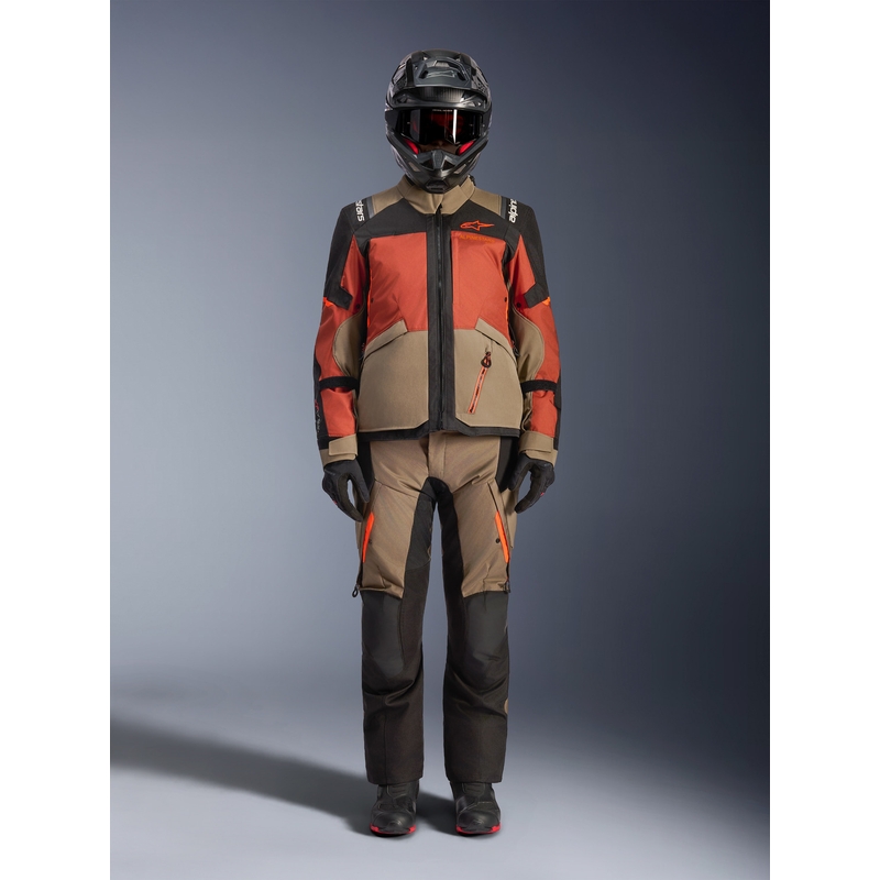 Blouson de moto Alpinestars Andes V4 Drystar marron clair-orange foncé-noir