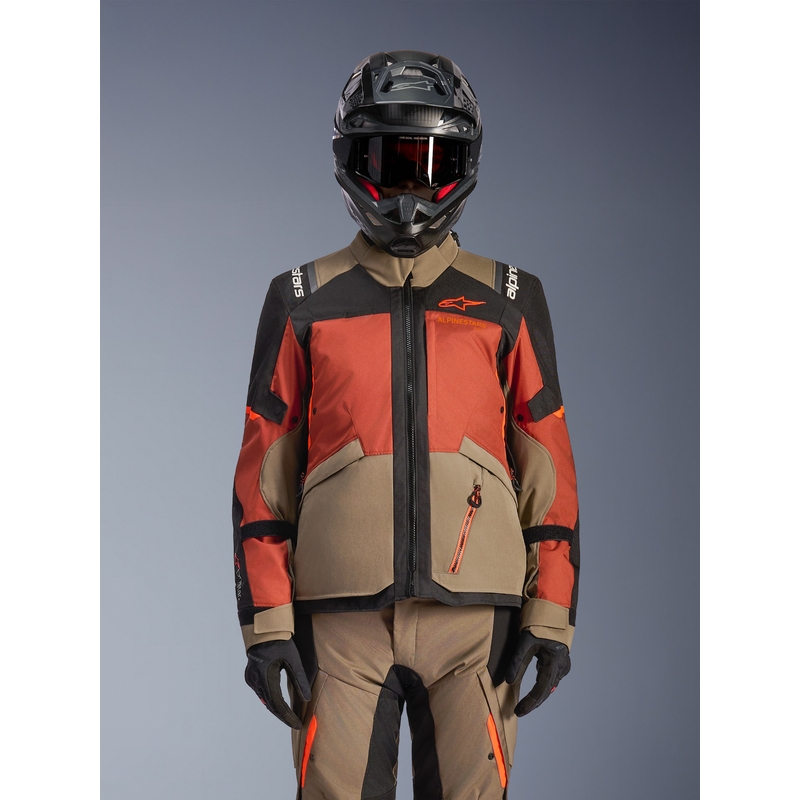 Blouson de moto Alpinestars Andes V4 Drystar marron clair-orange foncé-noir