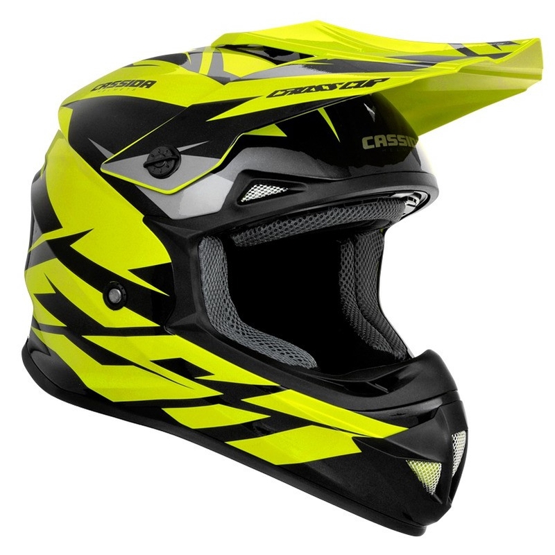 Casque de motocross Cassida Cross Cup Two noir-gris-jaune fluo