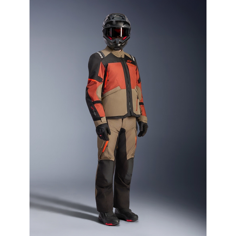 Blouson de moto Alpinestars Andes V4 Drystar marron clair-orange foncé-noir