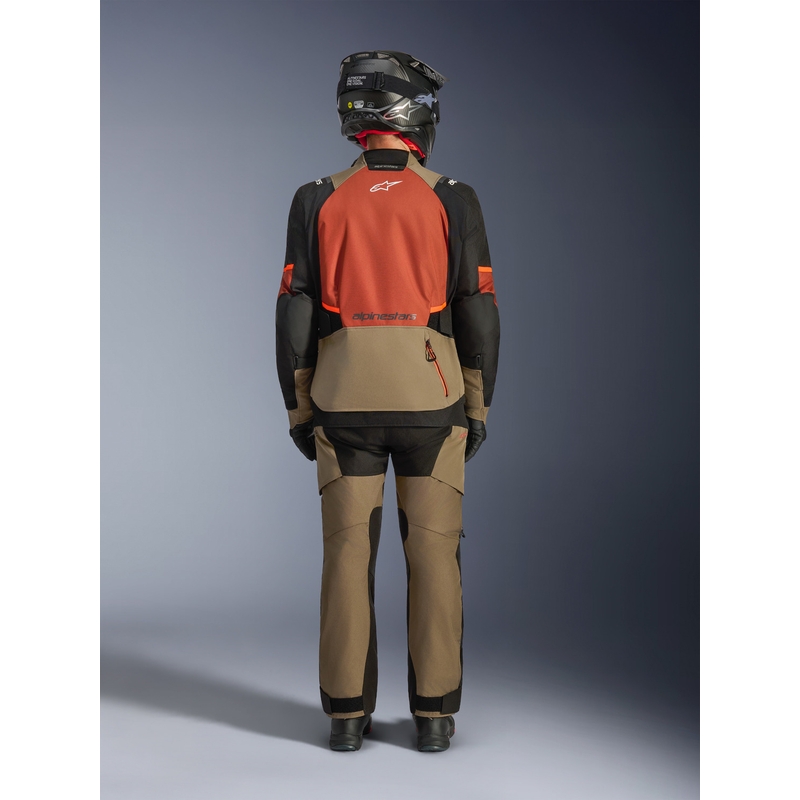 Blouson de moto Alpinestars Andes V4 Drystar marron clair-orange foncé-noir