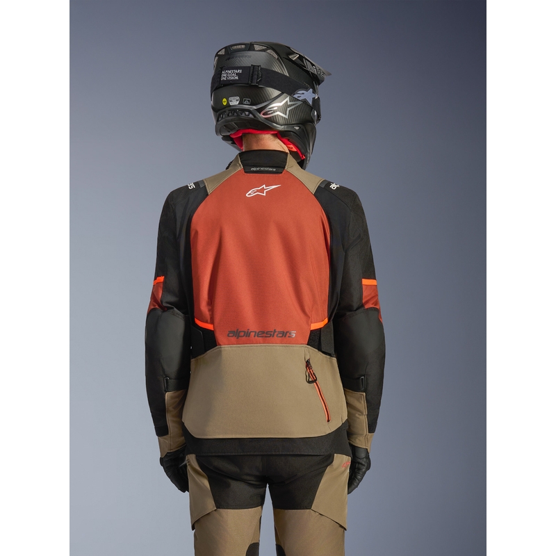 Blouson de moto Alpinestars Andes V4 Drystar marron clair-orange foncé-noir