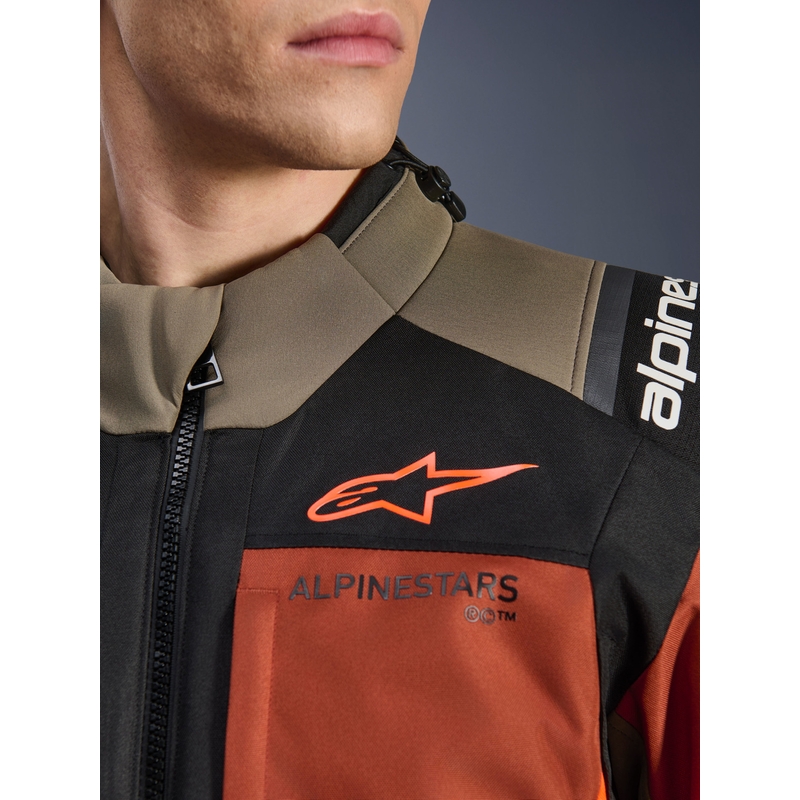 Blouson de moto Alpinestars Andes V4 Drystar marron clair-orange foncé-noir