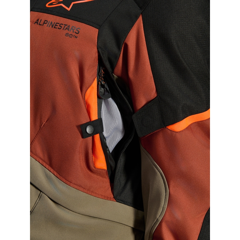 Blouson de moto Alpinestars Andes V4 Drystar marron clair-orange foncé-noir