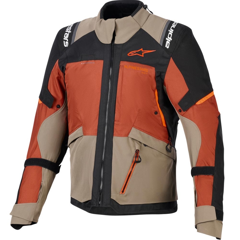 Blouson de moto Alpinestars Andes V4 Drystar marron clair-orange foncé-noir