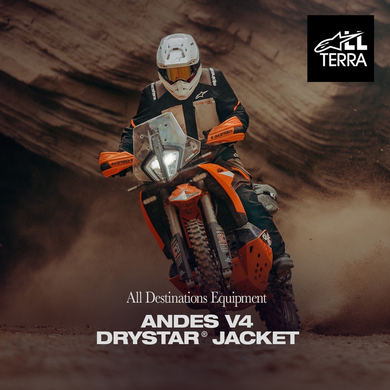 Blouson de moto Alpinestars Andes V4 Drystar Crème-Marron clair-Noir-Orange fluo