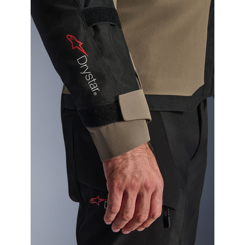 Blouson de moto Alpinestars Andes V4 Drystar Crème-Marron clair-Noir-Orange fluo