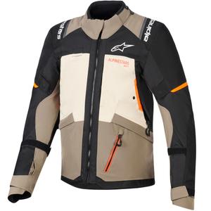 Blouson de moto Alpinestars Andes V4 Drystar Crème-Marron clair-Noir-Orange fluo