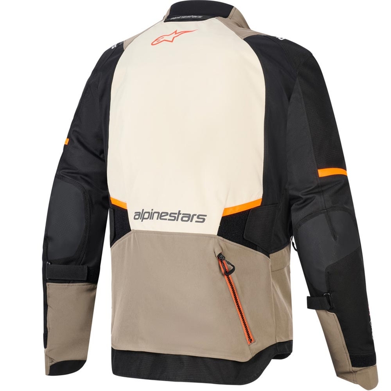 Blouson de moto Alpinestars Andes V4 Drystar Crème-Marron clair-Noir-Orange fluo
