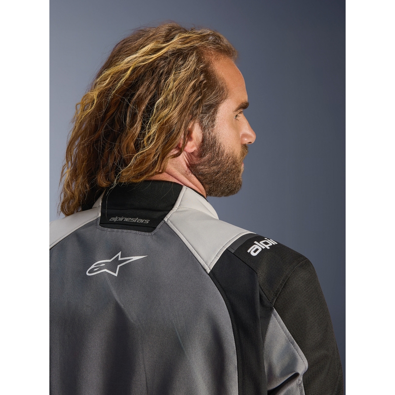 Blouson de moto Alpinestars Andes V4 Drystar Gris foncé-Gris clair-Noir-Jaune fluo
