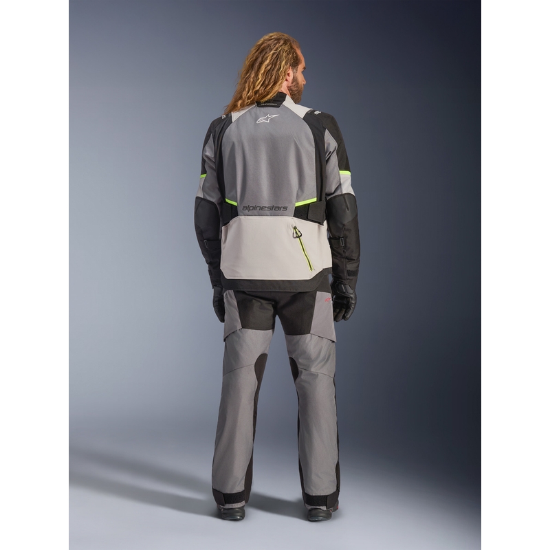 Blouson de moto Alpinestars Andes V4 Drystar Gris foncé-Gris clair-Noir-Jaune fluo