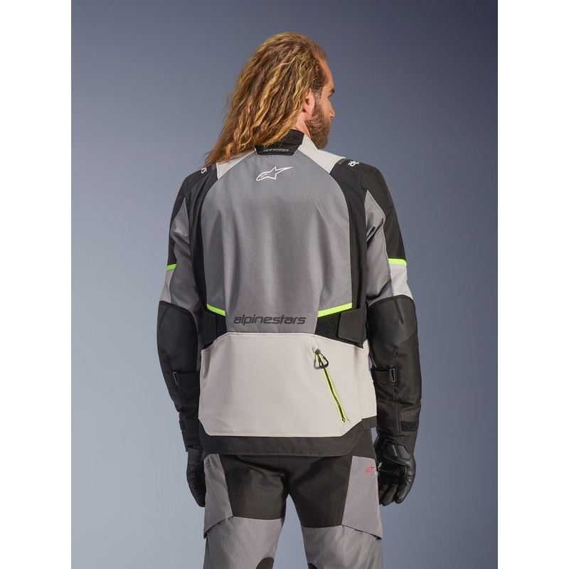Blouson de moto Alpinestars Andes V4 Drystar Gris foncé-Gris clair-Noir-Jaune fluo