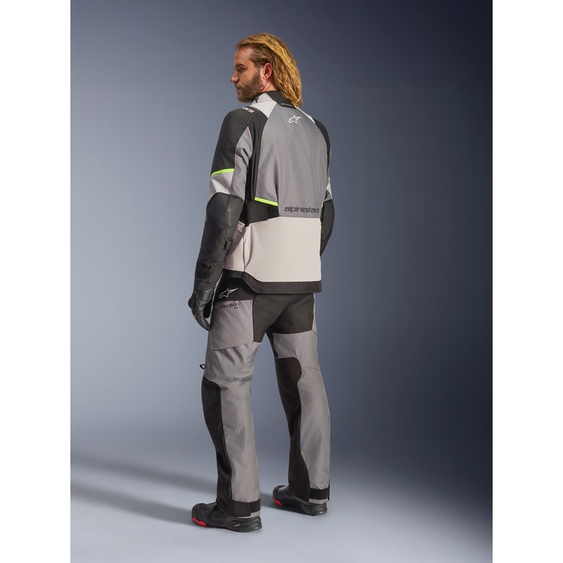 Blouson de moto Alpinestars Andes V4 Drystar Gris foncé-Gris clair-Noir-Jaune fluo