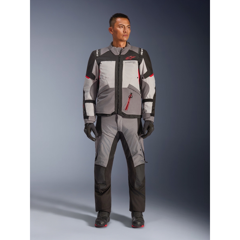 Blouson de moto Alpinestars Andes V4 Drystar Gris foncé-Gris clair-Noir-Rouge