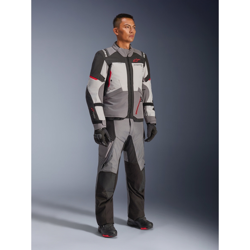 Blouson de moto Alpinestars Andes V4 Drystar Gris foncé-Gris clair-Noir-Rouge