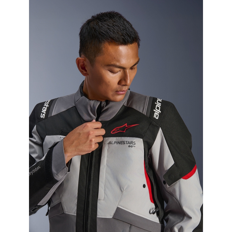 Blouson de moto Alpinestars Andes V4 Drystar Gris foncé-Gris clair-Noir-Rouge