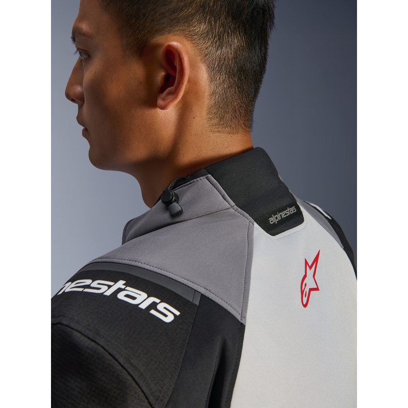 Blouson de moto Alpinestars Andes V4 Drystar Gris foncé-Gris clair-Noir-Rouge